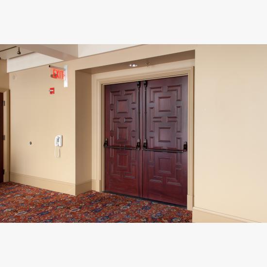 Custom mahogany doors built for the restoration of the California Theatre.