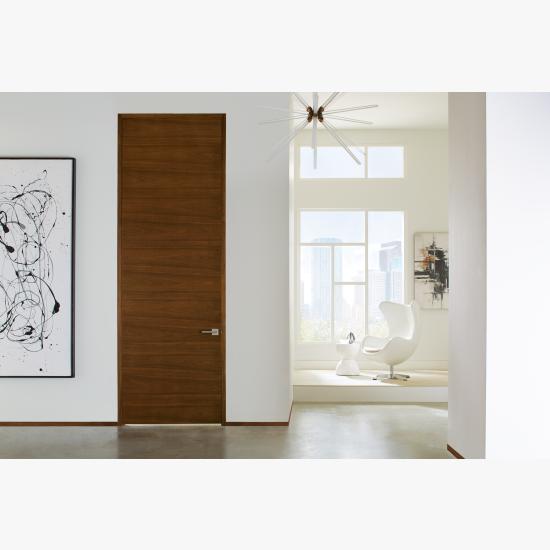 TMF1000 flush door in walnut with Nutmeg stain