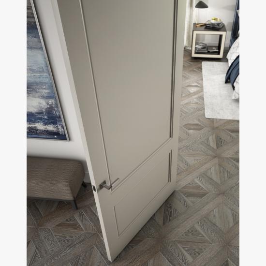 Detail of a TS2060 door in MDF with Cove (CV) applied moulding and Flat (C) panel.