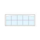 front entry modern transom windows with cross true divided lites creating ten sections and slight arch on top