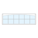 front entry modern transom windows with twelve square glass sections with slight arch at top