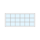 interior transom windows with eighteen equally sized square glass panels divided by true divided lit