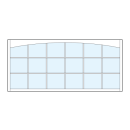 front entry modern transom windows with eighteen square glass panels divided by true divided lites and top arch