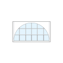 front entry modern transom windows with eighteen square glass panels divided by true divided lites and radius arch