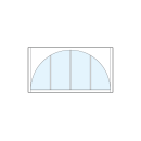 front entry modern transom windows with four vertical true divided lites with radius-top arch