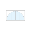 front entry modern transom windows with four vertical true divided lites with radius-top arch