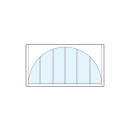 front entry custom transom window with six vertical true divided lites with radius-top arch