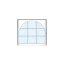 square front entry craftsman style transom windows with true divided lites between nine glass panels and radius arch