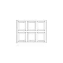 rectangle interior transom window replacement with six square wood panels in two rows