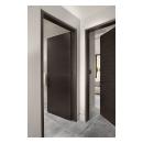 TMF1000 hallway doors in walnut with Ebony stain. Note the kerfed drywall detail around the modern TruStile jambs.