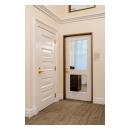 TS2020 in MDF with clear glass and one-step sticking, custom 5-panel door to left