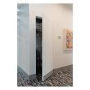 Concealed hinges and jamb allow this TMF1000 closet door in MDF to blend into the wall.