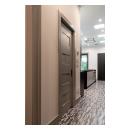 This modern kichen features TM9420 doors in MDF with flat panel inserts.