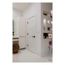 This modern master bath features TM9420 doors in MDF with flat panel inserts.