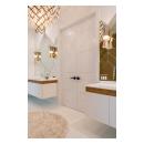 This modern master bath features TM9420 doors in MDF with flat panel inserts.