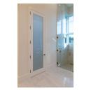 This master bath features 10' tall TS1000 door in MDF with One Step sticking and White Lami glass