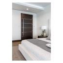 TMIR6000 door in mahogany with ½" bright stainless steel inlay. Customer stained finish.