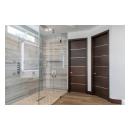 This master bath features TMIR6000 doors in mahogany with ½" bright stainless steel inlay. Builder provided stain finish.