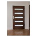 TM5100 exterior door in walnut with white lami glass and one step (OS) sticking