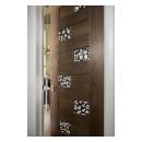 TM13420 in walnut with 3Form® Ponder Dark resin (discontinued) is a focal point in the hallway.