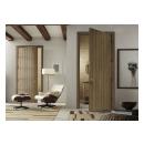 Plank doors (VG1000) in hickory with wide V-groove profile and Cappuccino handwiped stain