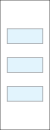 TMFG3011 flush door with 3 horizontal glass panels stacked vertically