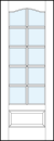 front glass French door with ten square true divided lites, slight top panel arch and bottom raised panel