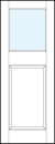 front entry glass panel doors to top with large rectangle bottom raised panel