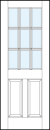 front entry glass panel doors with dual bottom raised panel and nine section true divided lites