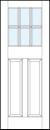 front entry panel doors with glass up top and tall dual bottom raised panels and six section true divided lites