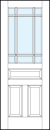 front entry panel doors with glass top, dual bottom and center raised panels & outer border true divided lites