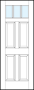 interior panel doors with glass top panel with four tall rectangle raised panels with three true divided lites