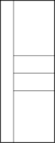 horizontal panel door interior with three horizontal kerf cuts in the center door and one vertical cut on left edge