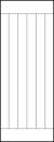 interior door with six wide vertical planks and top and bottom horizontal planks
