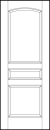 stile and rail front entry door with square bottom, horizontal center, and top arched rectangle sunken panels