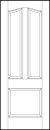 stile and rail interior door with large bottom square and two curved rectangle sunken top panels