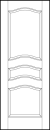 stile and rail interior door with square bottom, middle small rectangle, and large top arched panels