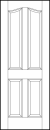 front entry flat panel door with two tall arch top and two medium vertical sunken rectangle panels