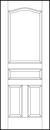 interior flat panel door with arch top panel, horizontal center, and two vertical bottom sunken panels