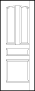 interior flat panel door with curved top tall panels, horizontal center, and square bottom sunken panels