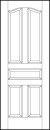 stile and rail front entry wood doors with tall arched vertical top panels, center and medium tall panels