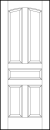 stile and rail interior wood doors with two arched top panels, horizontal center and medium bottom panels