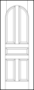 radius top stile and rail front entry wood doors with four vertical and center horizontal sunken panels