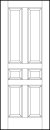 stile and rail front entry wood doors with four vertical rectangles and small square center sunken panels