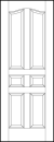 stile and rail front entry wood doors with two tall arch top panels, two small squares, and vertical bottom panels