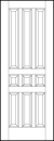 custom panel interior doors with six vertical and three small center square sunken panels