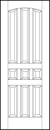 custom panel French country front door with nine sunken panels & top arch