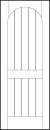 tongue and groove interior door with six v-groove vertical lines with radius-arch top with tall center and bottom