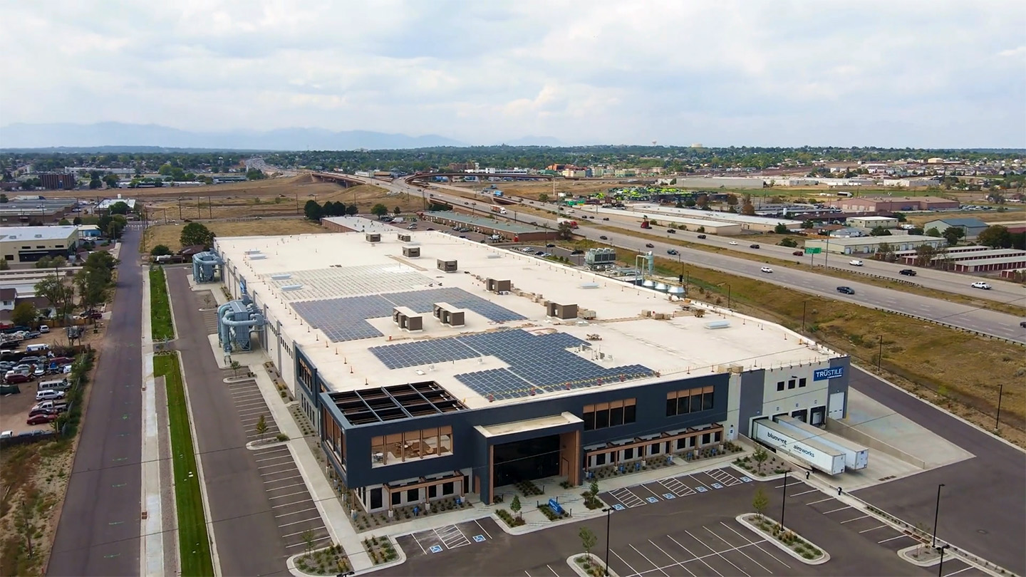 Aerial view of the TruStile MDF plant in Denver