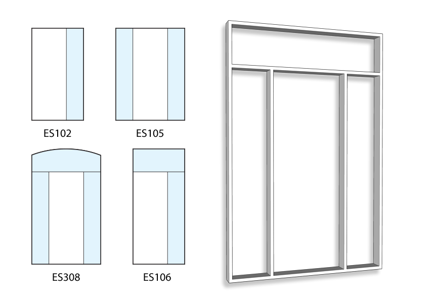 Image of the frame, system, that holds doors, sidelites and transoms